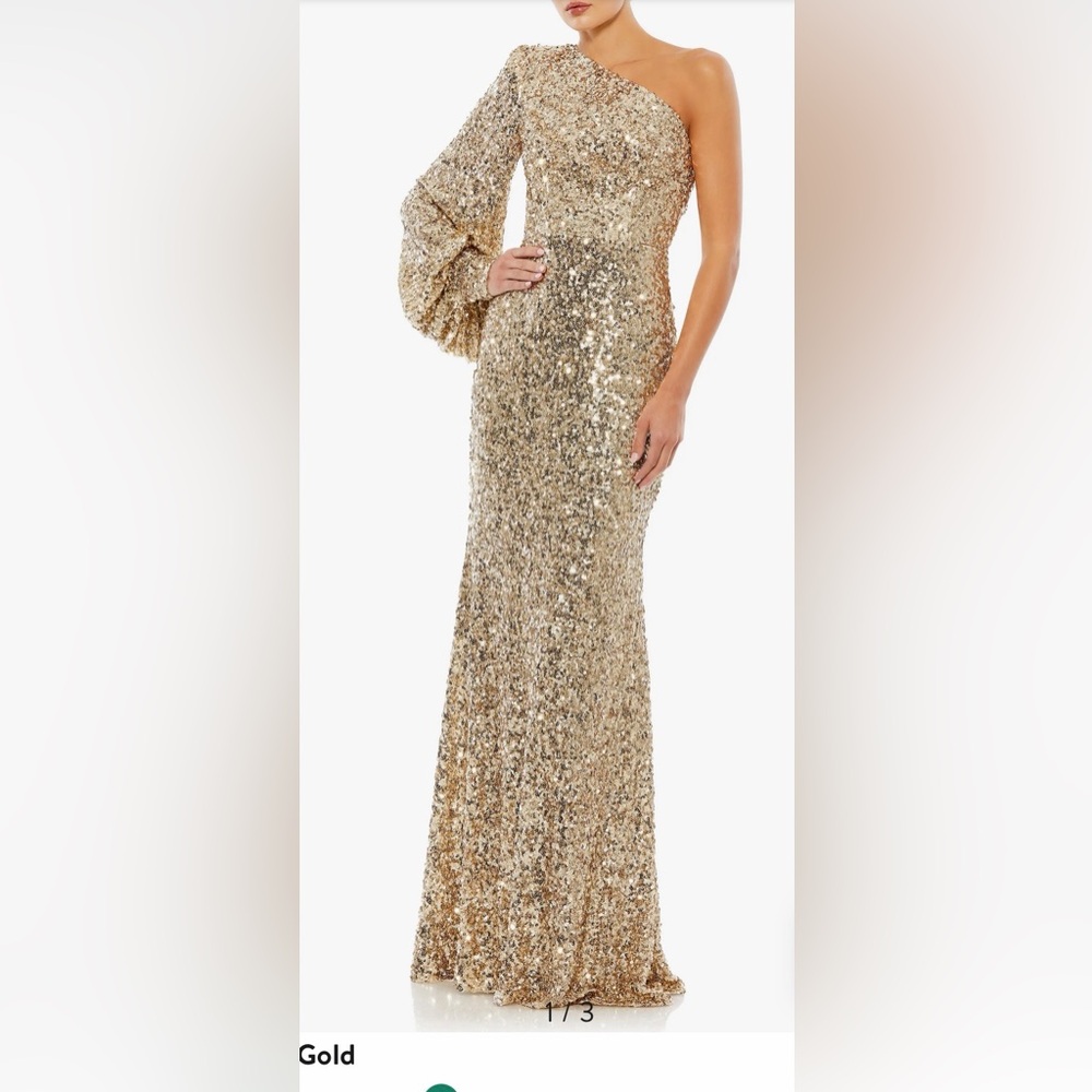 Gold Sequin One-Shoulder Gown